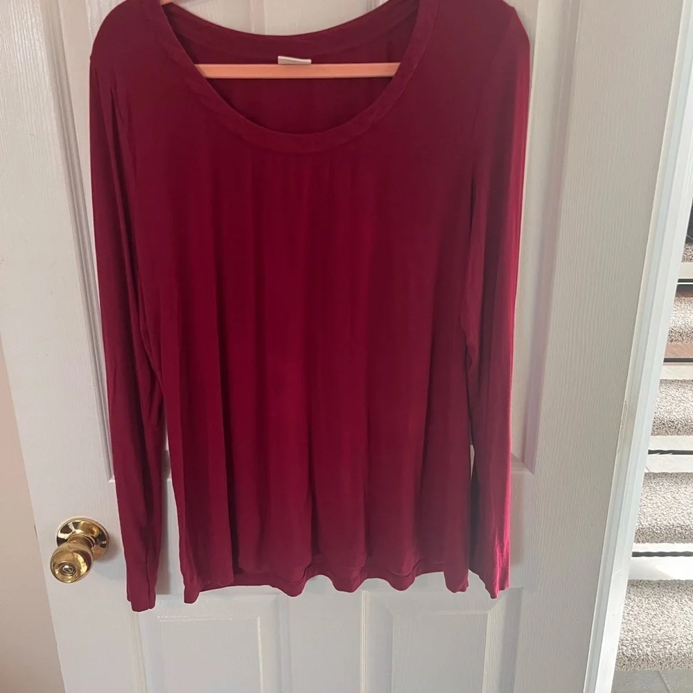 Soma Deep Red Long Sleeve Sleep Shirt